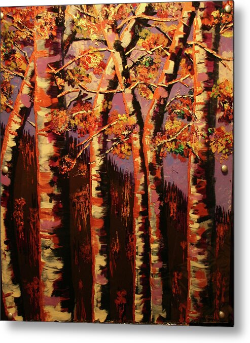Fall Metal Print featuring the painting Autumn Aspen by Marilyn Quigley