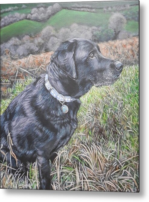 Labrador Metal Print featuring the painting Bess the Black Lab by John Neeve