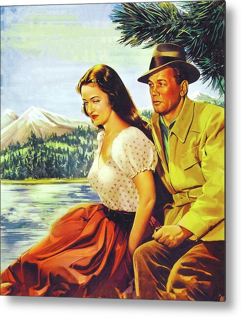 Beyond Metal Print featuring the painting ''Beyond the Forest'', 1949, movie poster base painting by Movie World Posters