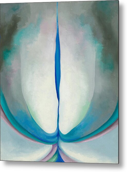 Georgia O'keeffe Metal Print featuring the painting Blue line - abstract modernist flower painting by Georgia O'Keeffe