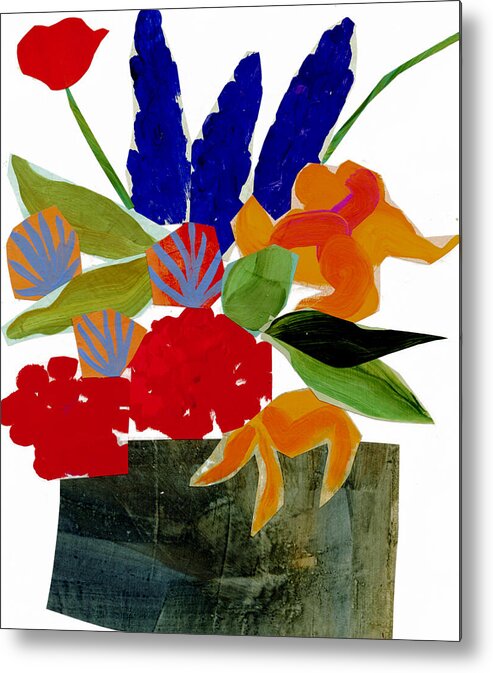Abstract Metal Print featuring the painting Bucket O' Flowers by Jane Davies