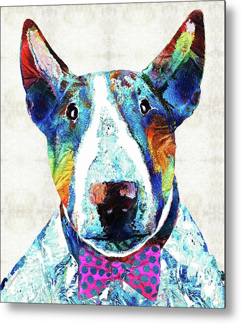 Bull Terrier Metal Print featuring the painting Bull Terrier Art - Party Animal - Sharon Cummings by Sharon Cummings