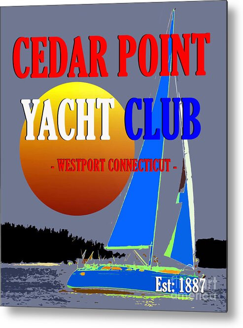 Great Yacht Clubs Of The World Metal Print featuring the mixed media Cedar Point Yacht Club 1887 by David Lee Thompson