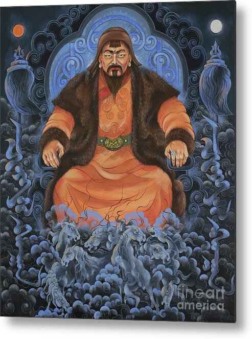 Genggiskhan Metal Print featuring the painting Chinggis Khaan by Solongo Chuluuntsetseg