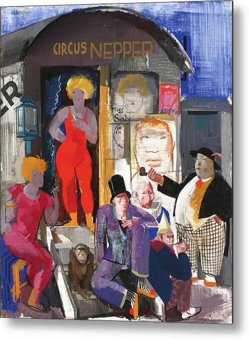 Aba Novk Metal Print featuring the painting Circus nepper by Aba-Novak Vilmos - Hungarian painters by Aba-Novak Vilmos