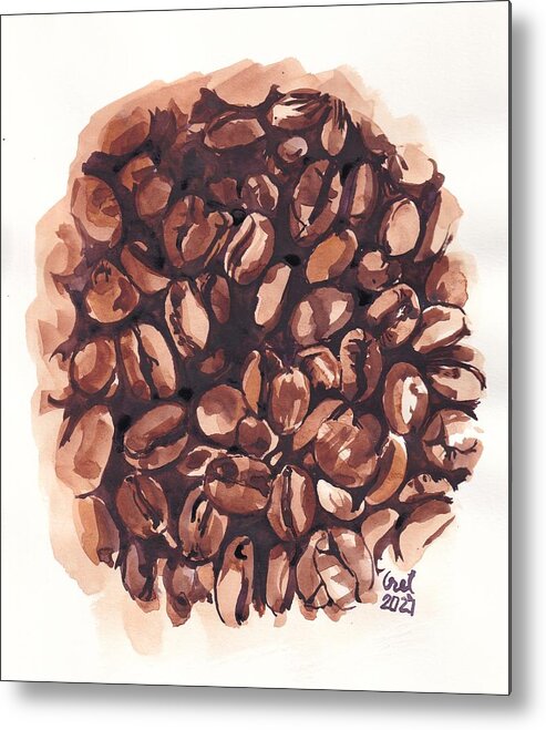 Coffee Metal Print featuring the painting Cofee Beans by George Cret