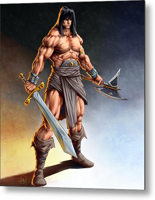 Conan The Barbarian Metal Print featuring the painting CONAN THE BARBARIAN - painting by Darko B