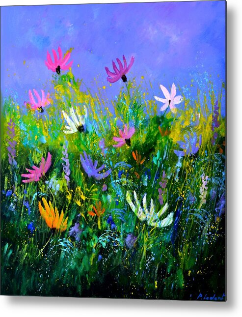 Flowers Metal Print featuring the painting Cosmos flowers in my garden by Pol Ledent