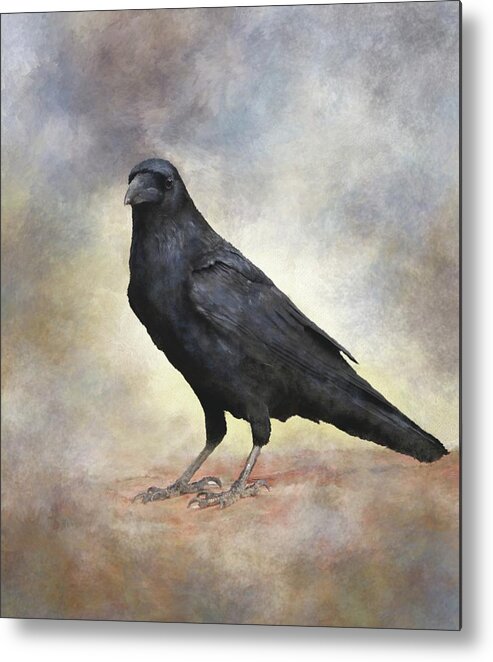 Bird Metal Print featuring the mixed media Crow Raven Bird 88 by Lucie Dumas
