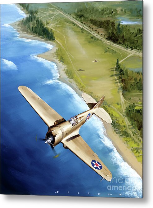 Military Aircraft Metal Print featuring the painting Curtiss P-36A Hawk by Jack Fellows
