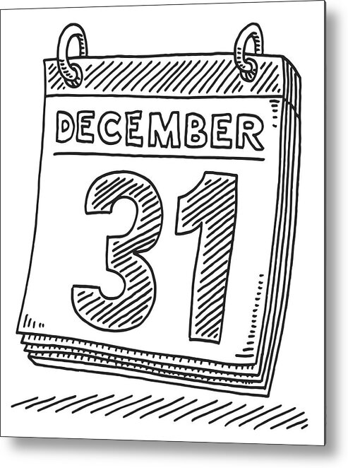 The End Metal Print featuring the drawing Daily Calendar December 31 Drawing by FrankRamspott