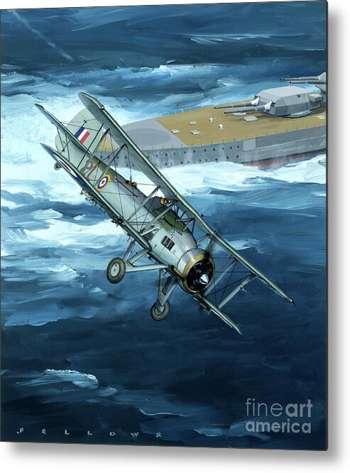 Aviation Metal Print featuring the painting Fairey Mk.1 Swordfish by Jack Fellows