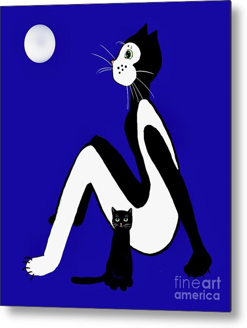 Cat Woman Metal Print featuring the digital art Fancy dress time by Elaine Hayward