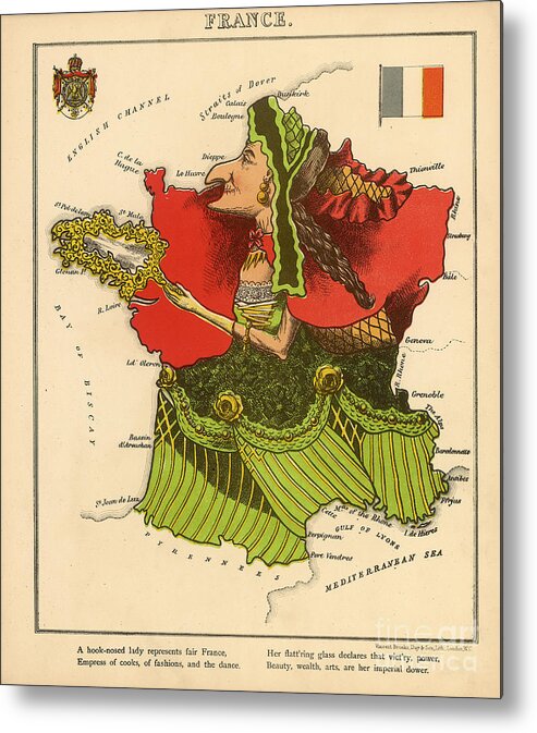 Lilian Lancaster Metal Print featuring the digital art Lilian Lancaster - France - 1868 by Vintage Map