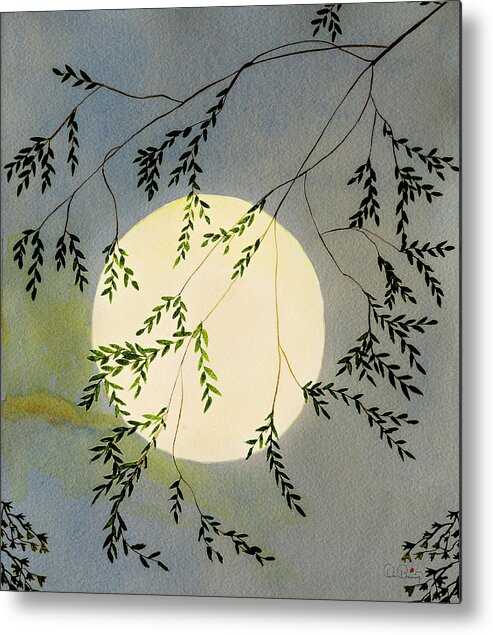 Watercolor Metal Print featuring the painting Full Moon by Dee Browning