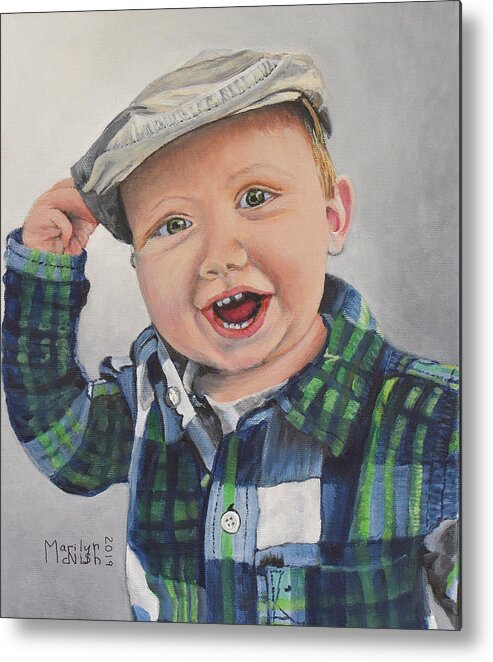Portrait Metal Print featuring the painting G'day Mate by Marilyn McNish