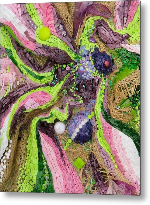Mosaic Metal Print featuring the glass art Go with the flow mosaic by Adriana Zoon
