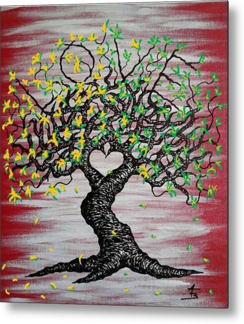 Love Metal Print featuring the drawing Love- Love Tree with foliage by Aaron Bombalicki