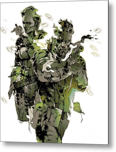  Controller Metal Print featuring the painting Metal Gear Solid 3 Snake and The Boss by Fred Walsh
