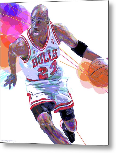 Basketball Player Metal Print featuring the painting Michael Jordan Chicago Bulls by David Lloyd Glover