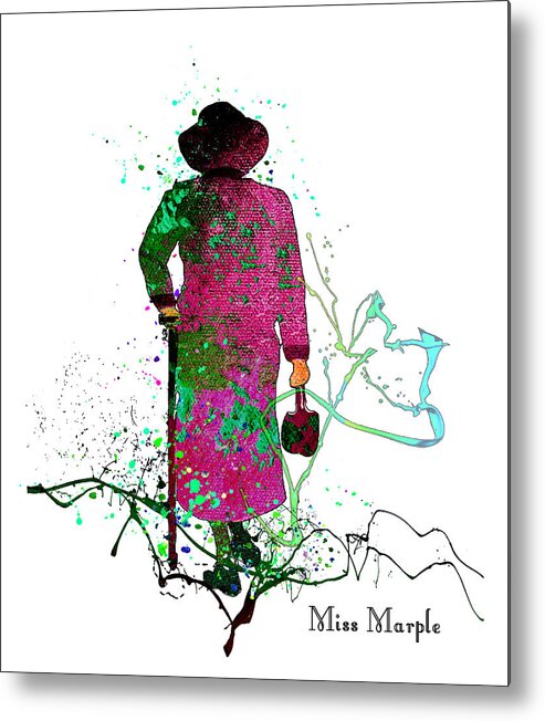 Watercolour Metal Print featuring the painting Miss Marple by Miki De Goodaboom