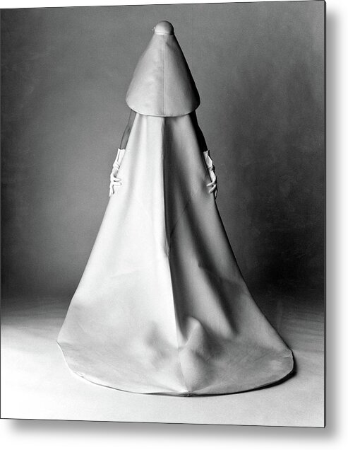 Fashion Metal Print featuring the photograph Model in a Balenciaga Wedding Dress by David Bailey