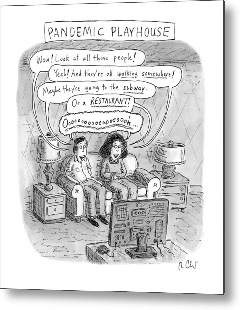 Captionless Metal Print featuring the drawing Pandemic Playhouse by Roz Chast