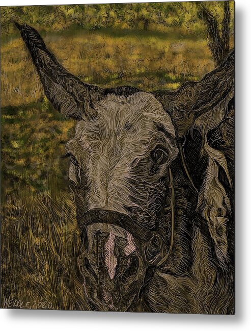 Donkey Metal Print featuring the digital art Patches by Angela Weddle