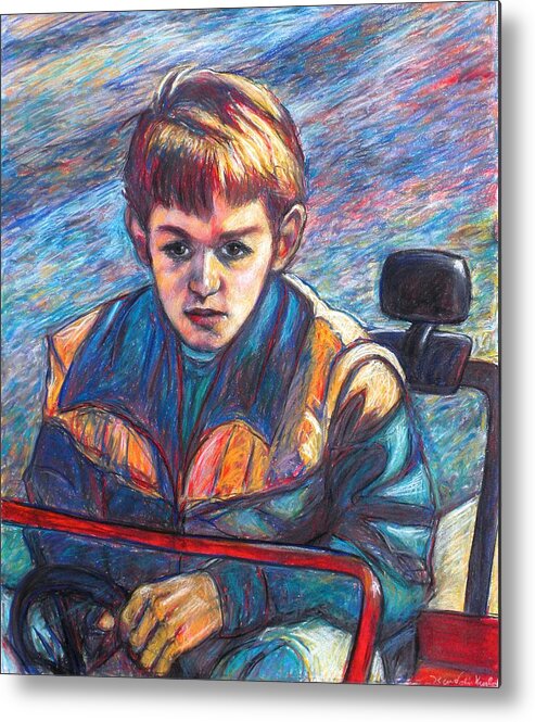 Impressionism Metal Print featuring the painting Paul in Alans Jeep by Kendall Kessler