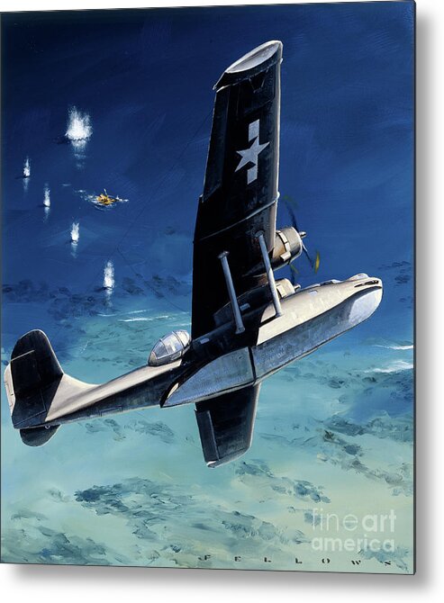 Military Aircraft Metal Print featuring the painting Consolidated PBY-5 Catalina by Jack Fellows