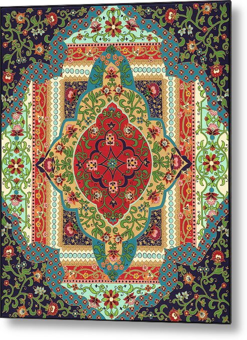 Persian Metal Print featuring the drawing Persian carpet by Vered Otmy