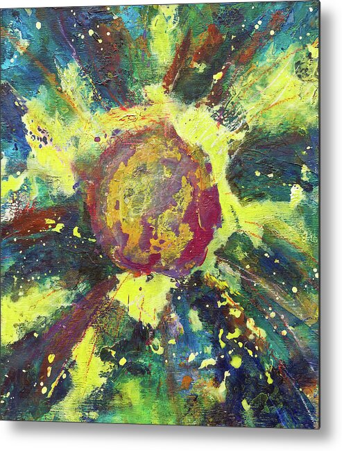 Galactic Explosion Metal Print featuring the painting Planet by Maria Meester