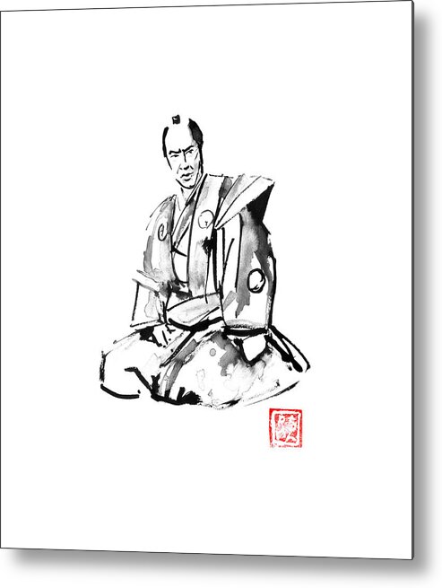 Samurai Metal Print featuring the drawing Samurai Lord by Pechane Sumie