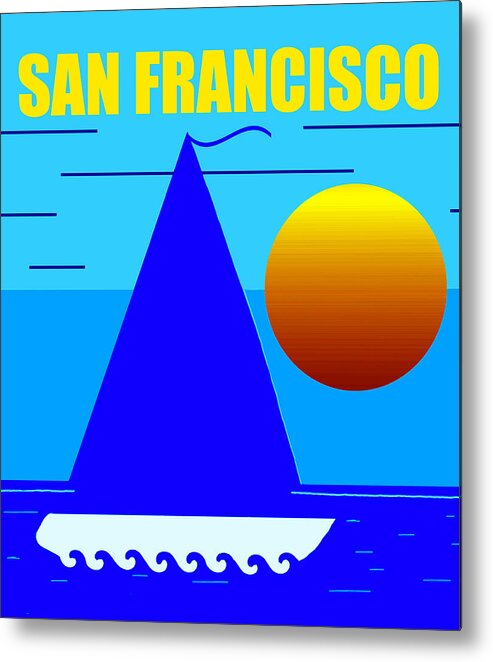 Sailing Metal Print featuring the mixed media San Francisco sailing by David Lee Thompson