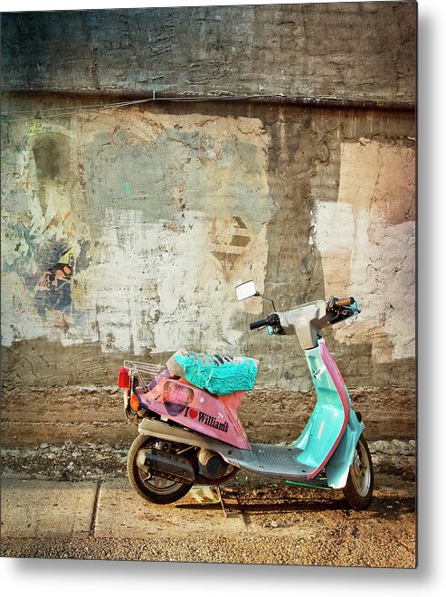 2 Wheels Metal Print featuring the photograph Scootin' by Carmen Kern