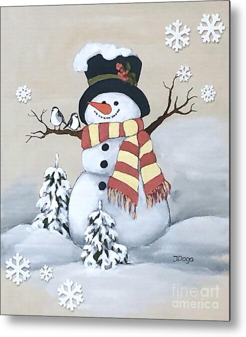 Snowman Metal Print featuring the photograph Snowflake snowman by Inese Poga