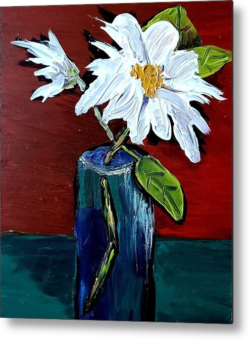Abstract Flowerm White Flower Metal Print featuring the painting Solitary Confinement by Elise Boam