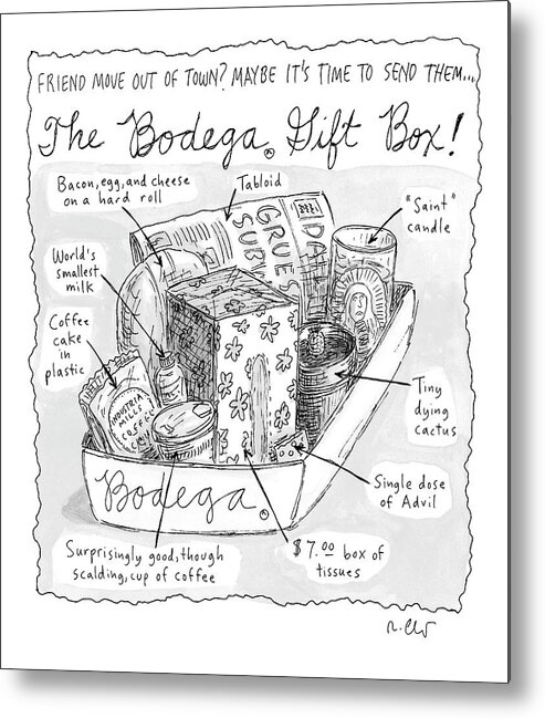 Captionless Metal Print featuring the drawing The Bodega Gift Box by Roz Chast