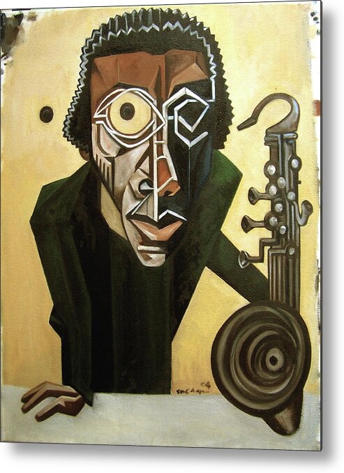 Jazz Metal Print featuring the painting The Ethnomusicologist / Marion Brown by Martel Chapman