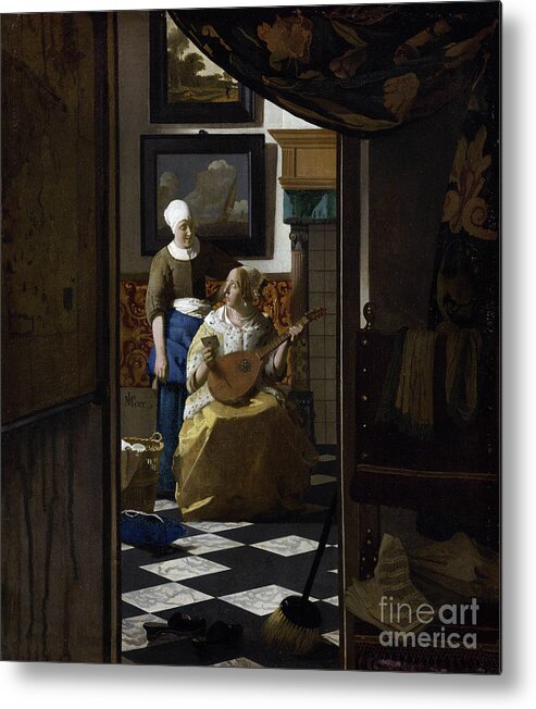 1670 Metal Print featuring the painting The Love Letter by Vermeer