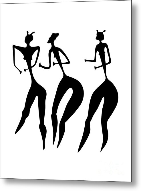 Woman Metal Print featuring the drawing Three Graces by Michal Boubin