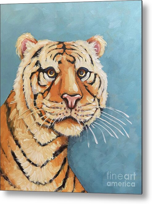 Tiger Metal Print featuring the painting Tiger in Blue by Lucia Stewart