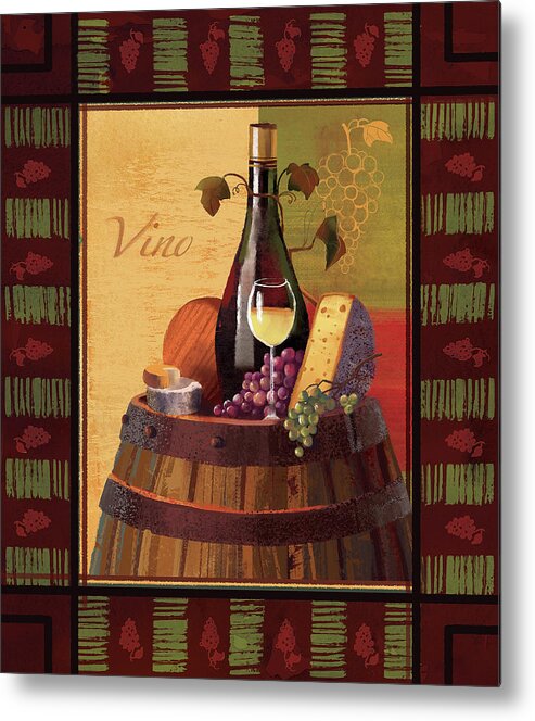 Wine And Cheese Art Metal Print featuring the painting Wine and Cheese by Kristina Vardazaryan