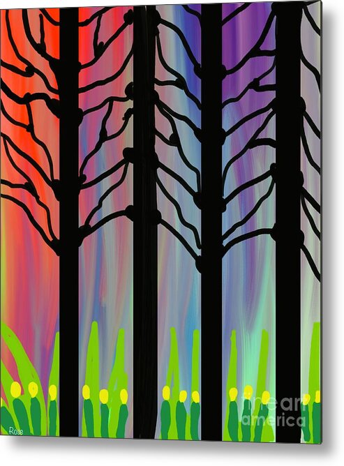 Forest Metal Print featuring the digital art Within the forest created using nurographic art method by Elaine Hayward
