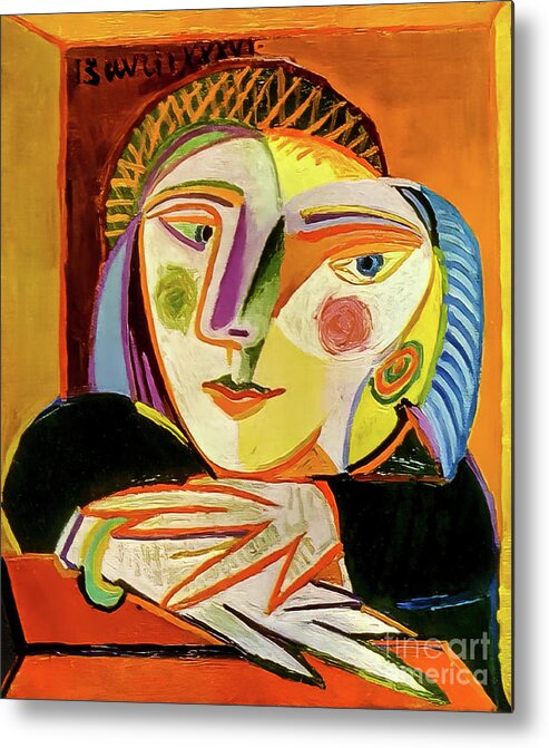Woman Metal Print featuring the painting Woman by the Window by Pablo Picasso 1936 by Pablo Picasso