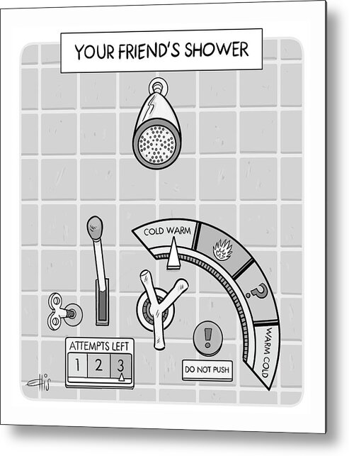 Captionless Metal Print featuring the drawing Your Friend's Shower by Ellis Rosen