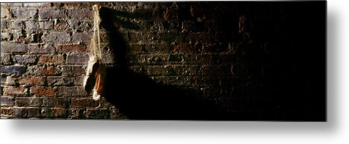 Ballet Shoes On Brick Metal Print featuring the photograph Ballet Shoes on Brick by Jon Neidert