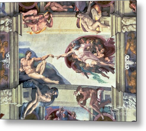 Sistine Chapel Ceiling Creation Of Adam Metal Print By Michelangelo