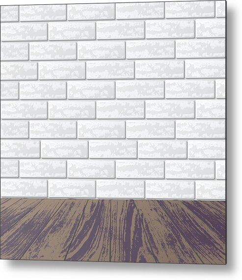 Gray Brick Wall With Laminate Floor Metal Print By Longquattro