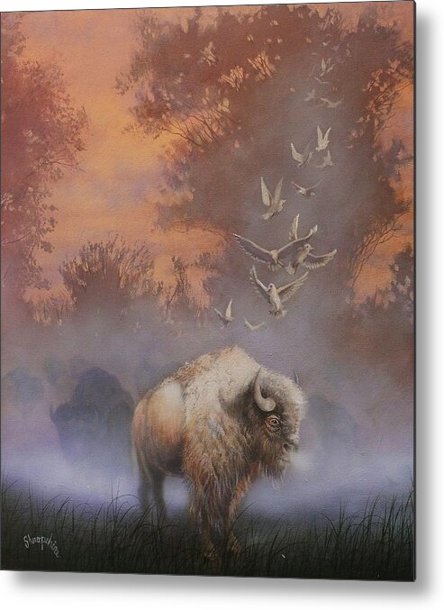 White Buffalo Metal Print featuring the painting White Buffalo Spirit by Tom Shropshire